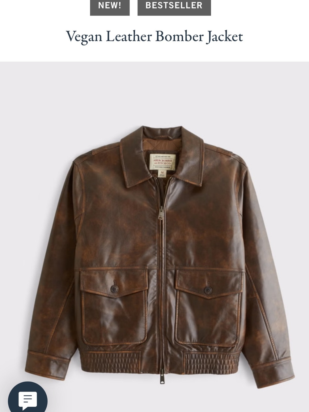Abercrombie & Fitch Vegan Leather Bomber Jacket - Brown NWT